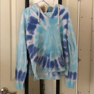 Blue tie-die hooded sweatshirt